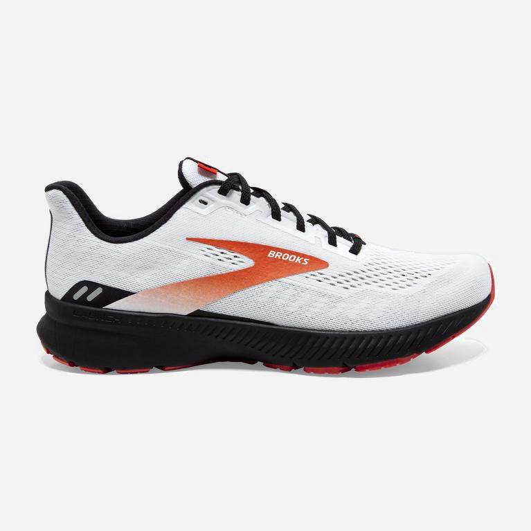 Brooks Launch 8 NZ - Men's Light Cushion Road Running Shoes - White/Black/Red Clay (31472-ENLJ)